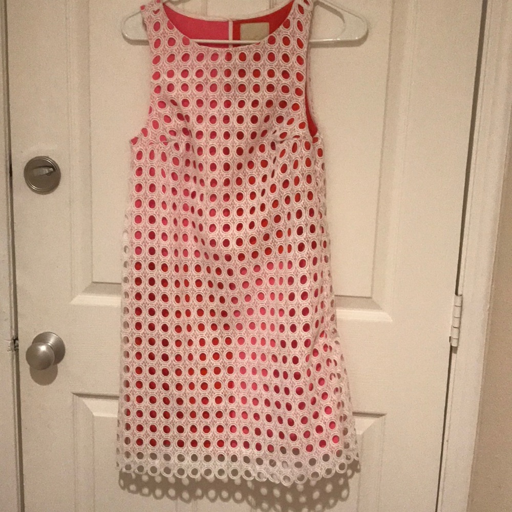 Modcloth Eyelet Red & Pink Shift Dress XS